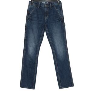 Old Navy Workwear Jeans Straight Carpenter Y2K Utility Built In Tough Blue 30x34